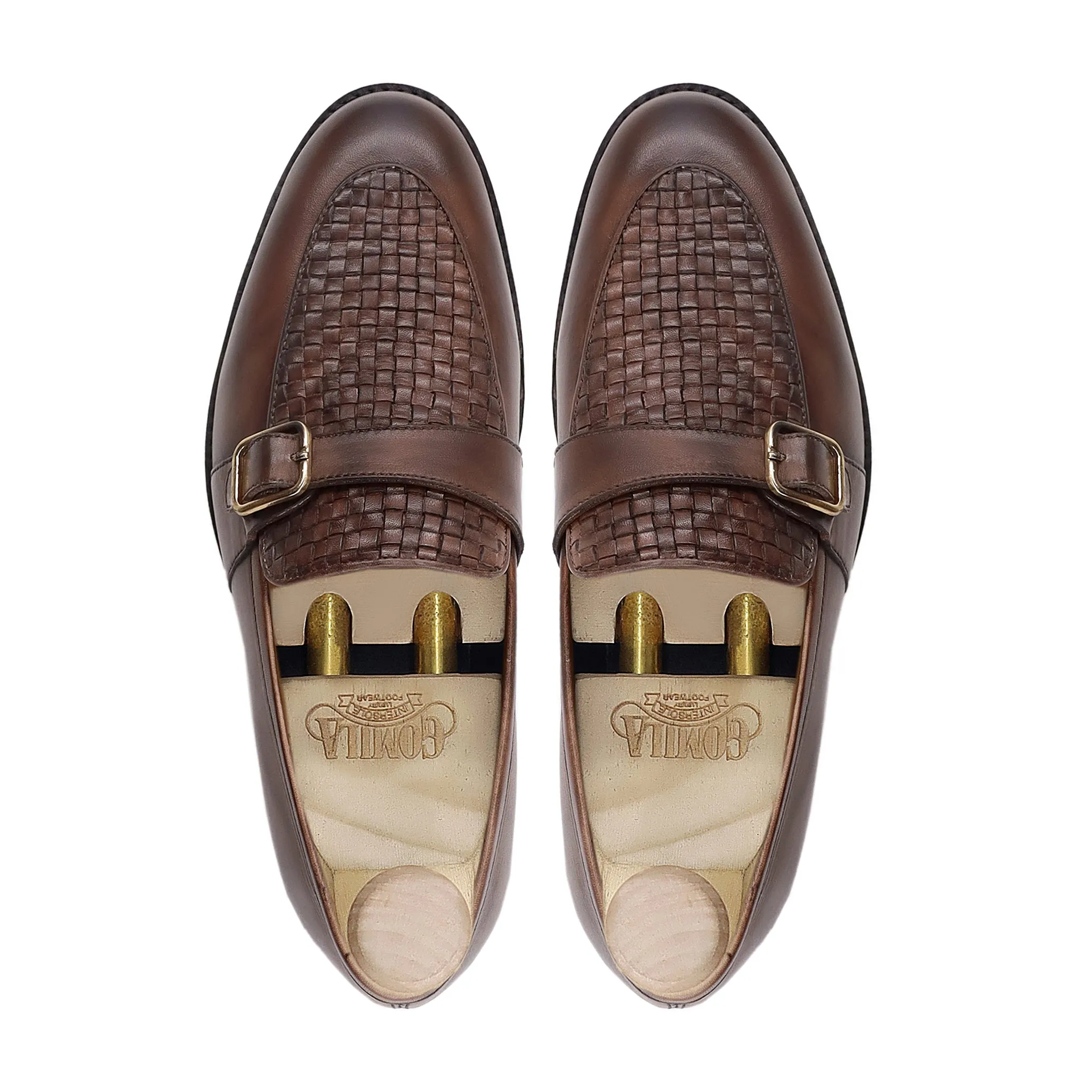 Arvo - Men's Burnished Brown Patina Calf and Hand Woven Calf Leather Loafer