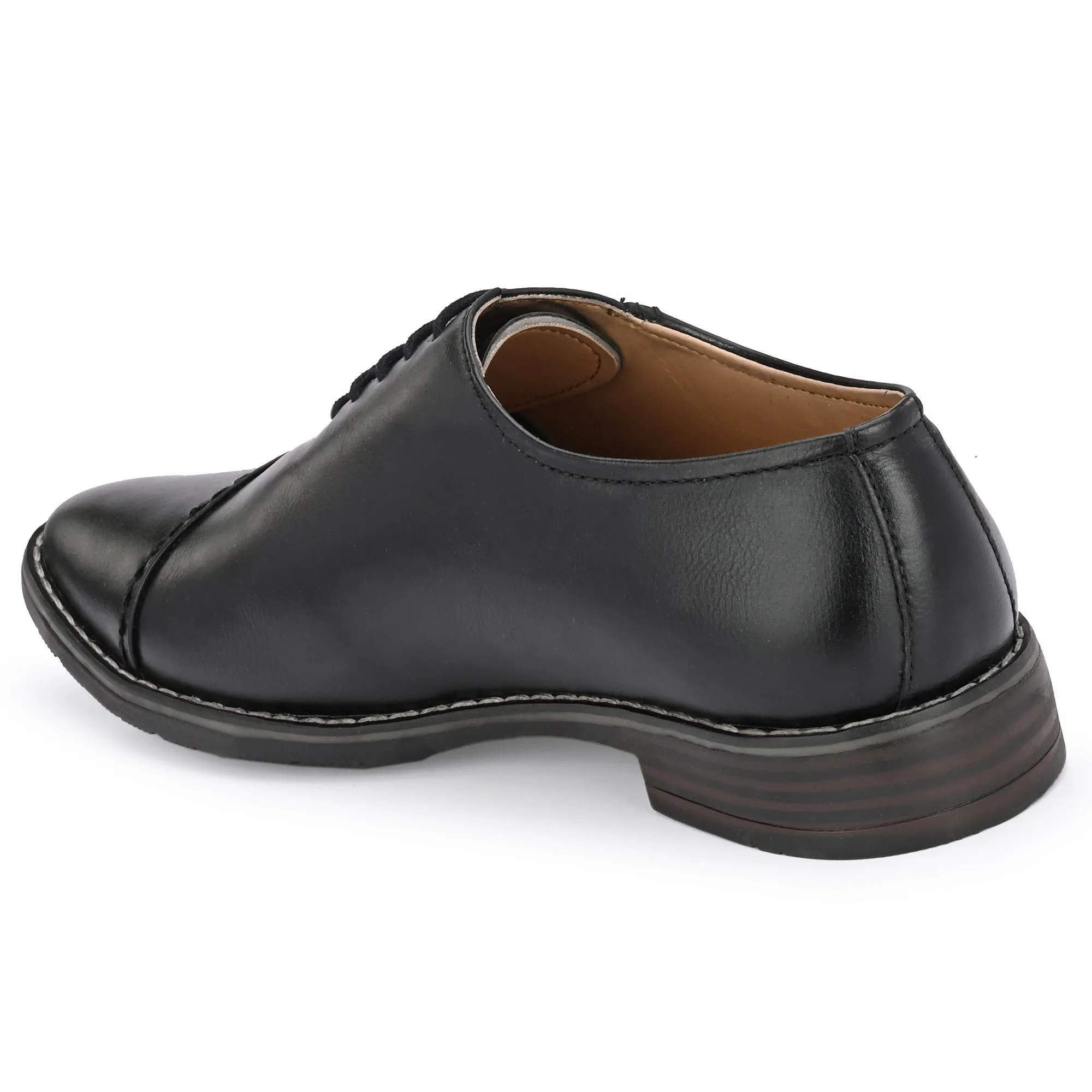 Attitudist Unisex Handcrafted Plain Oxford Black Formal Derby Shoes