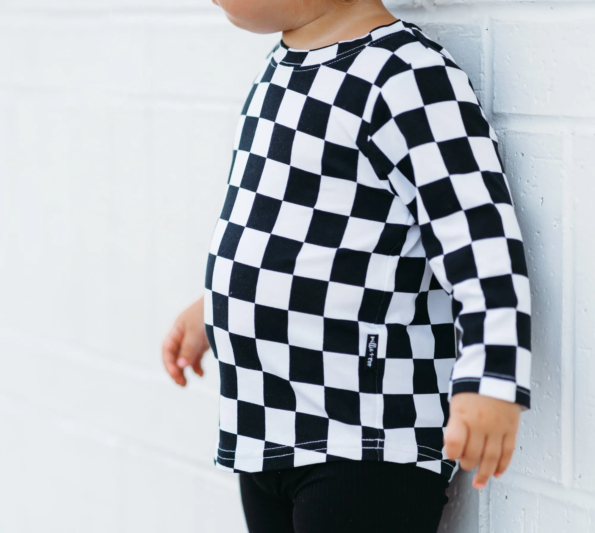 BAMBOO LONG SLEEVE TEE- B W Check