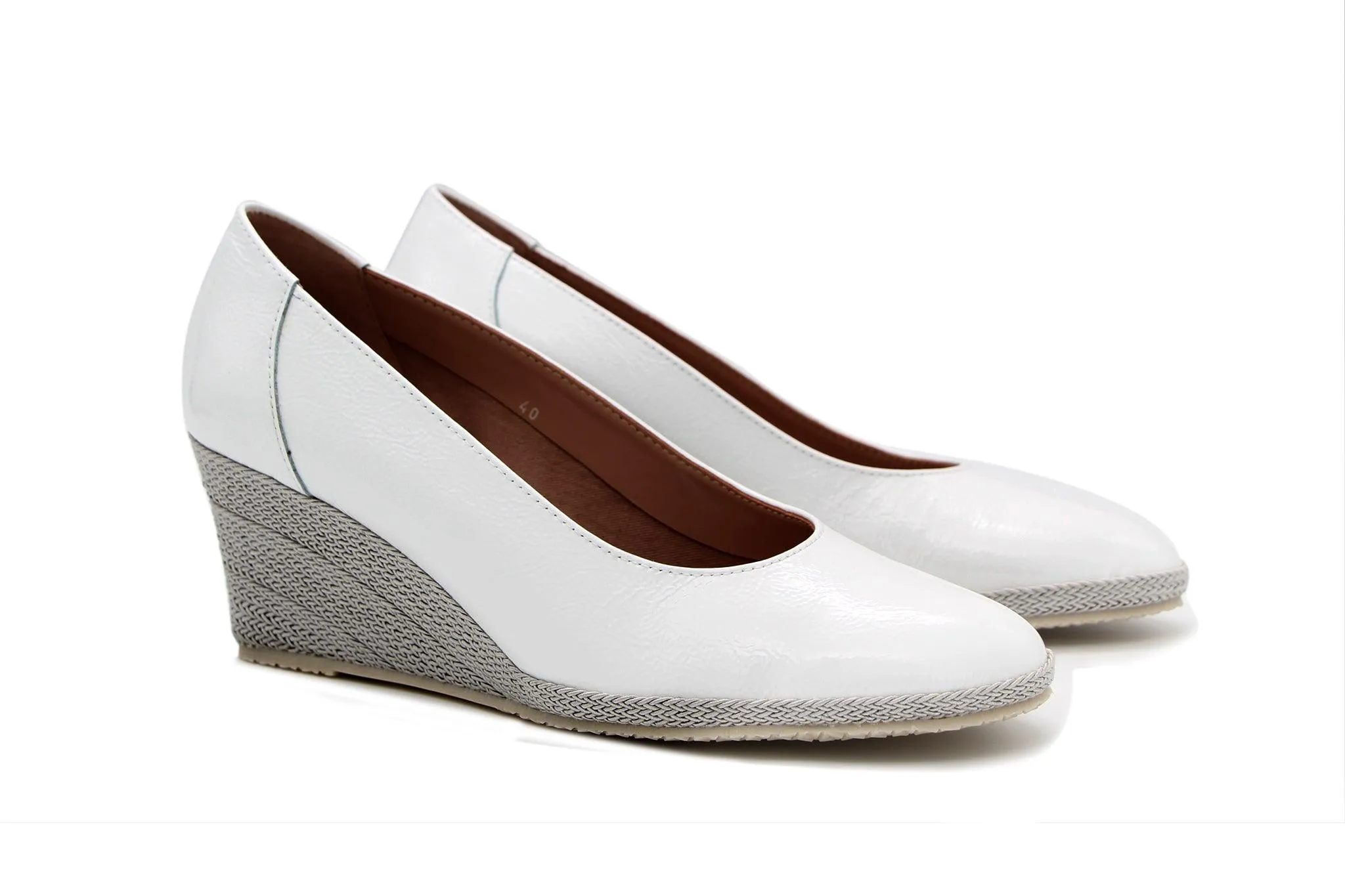 Bruno's White Patent Wedge Shoe Regina