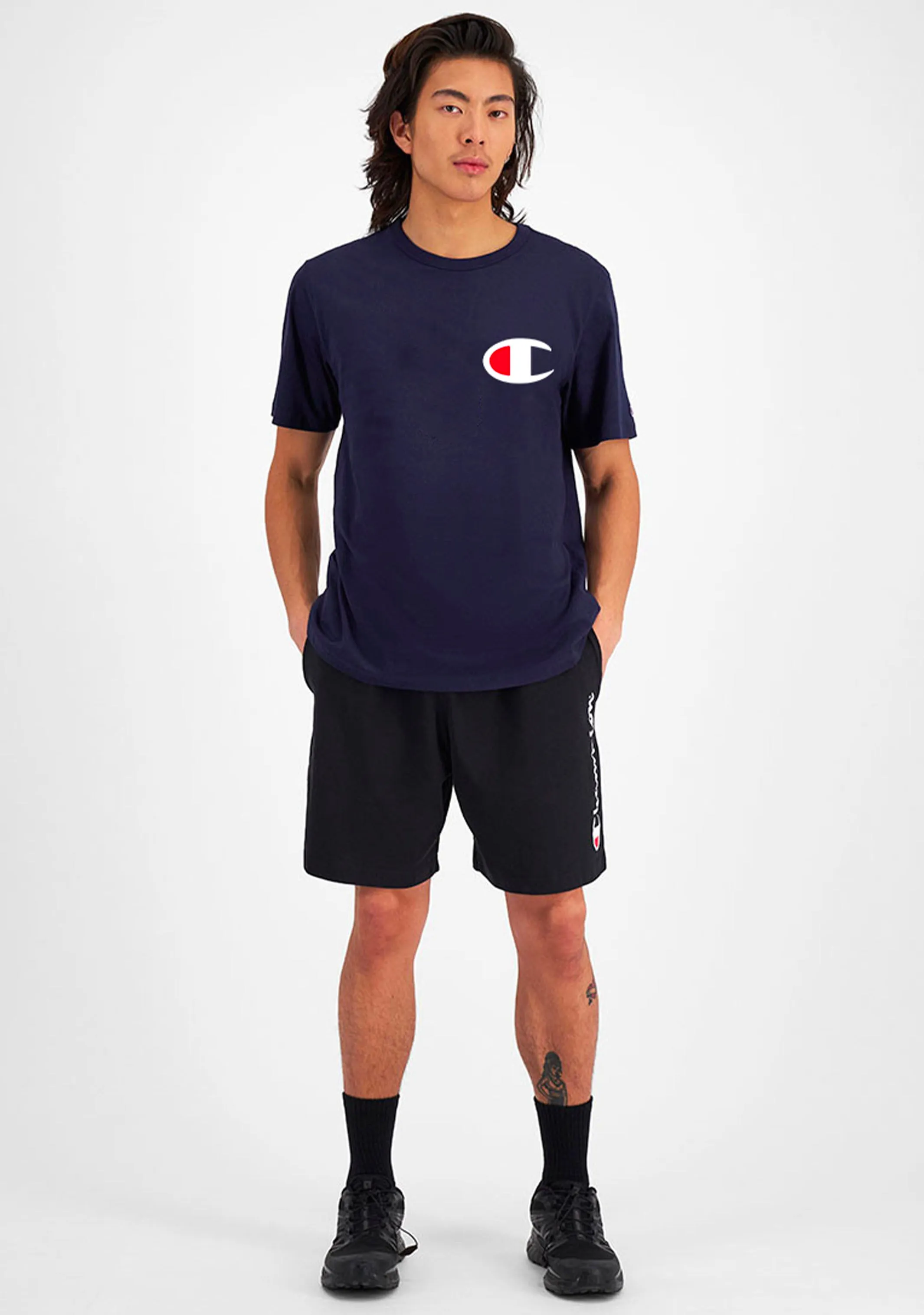 Champion Mens C Logo Short Sleeve Tee Navy <br> AY68N NAV