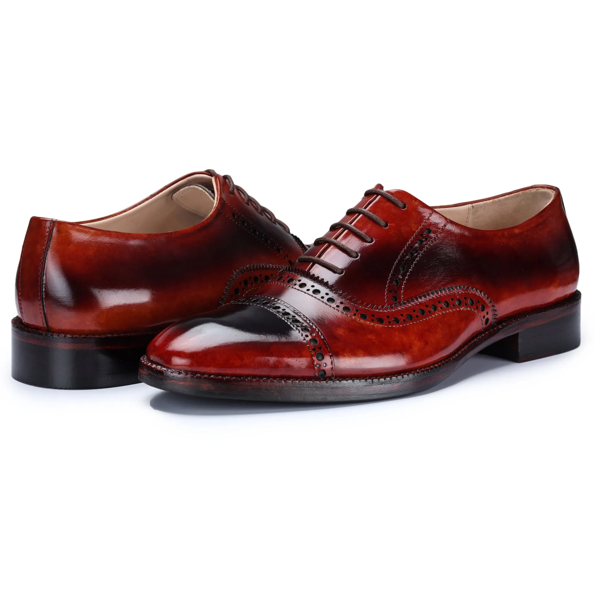 Classic Captoe Oxford - Red & Black