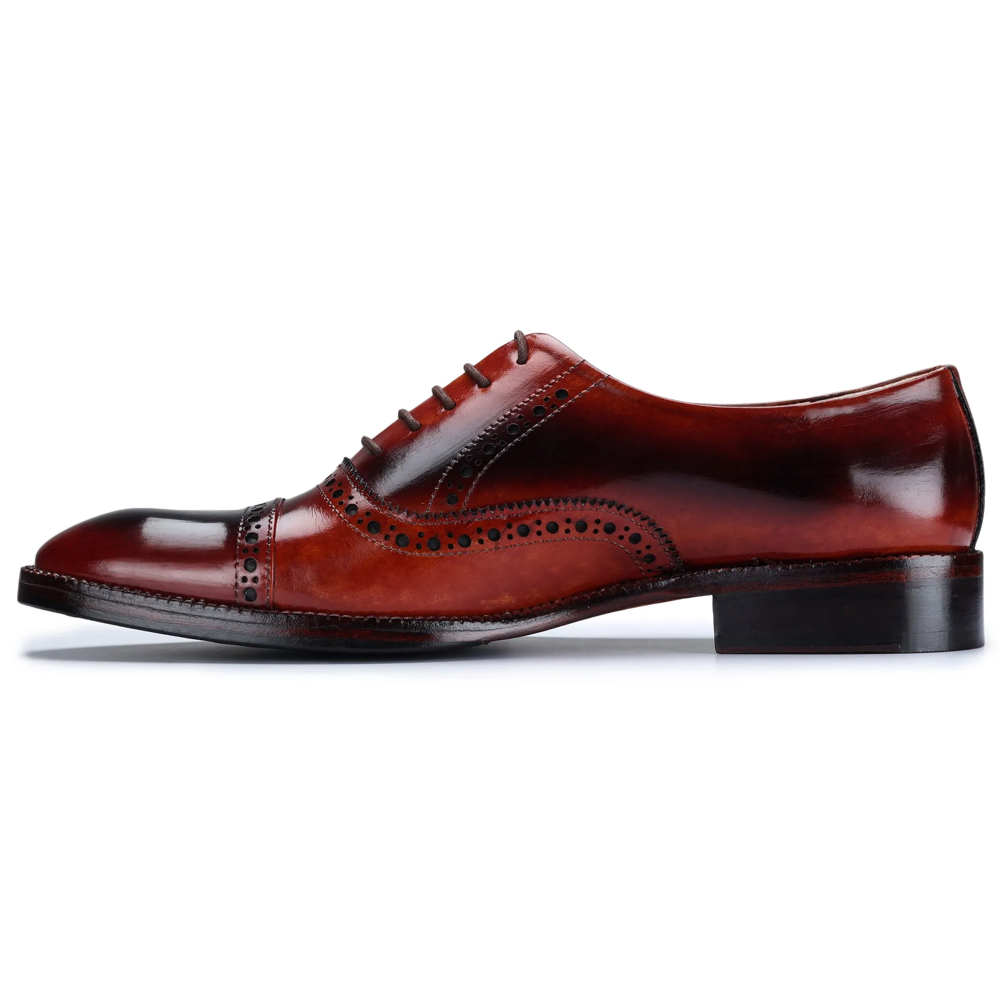 Classic Captoe Oxford - Red & Black