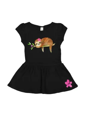 Cute Sloth Pink & Black Dress