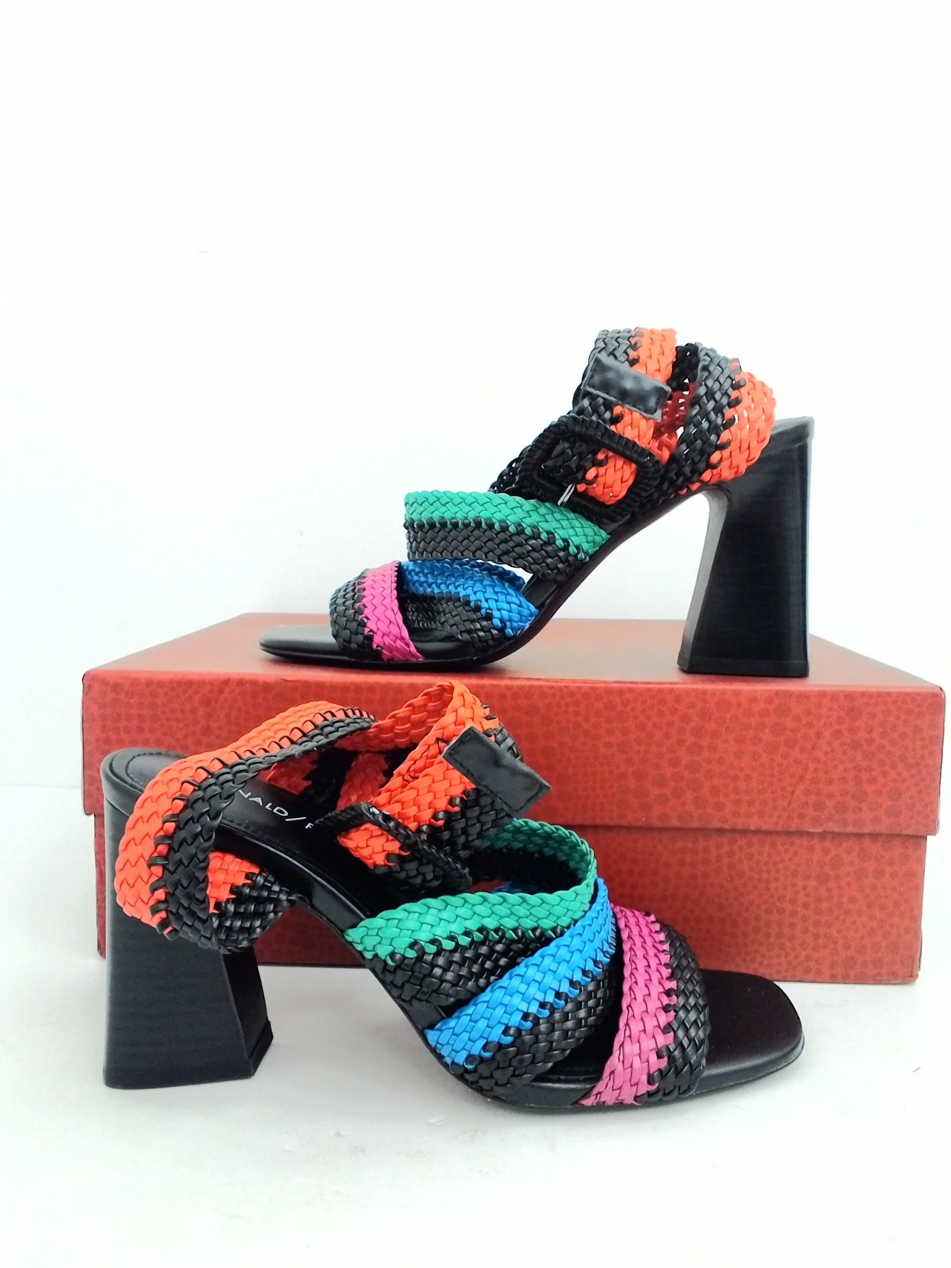 Donald Pliner Women's Rinata Black/Pink/Orange/Blue/Green Heeled Sandal Size 6 M