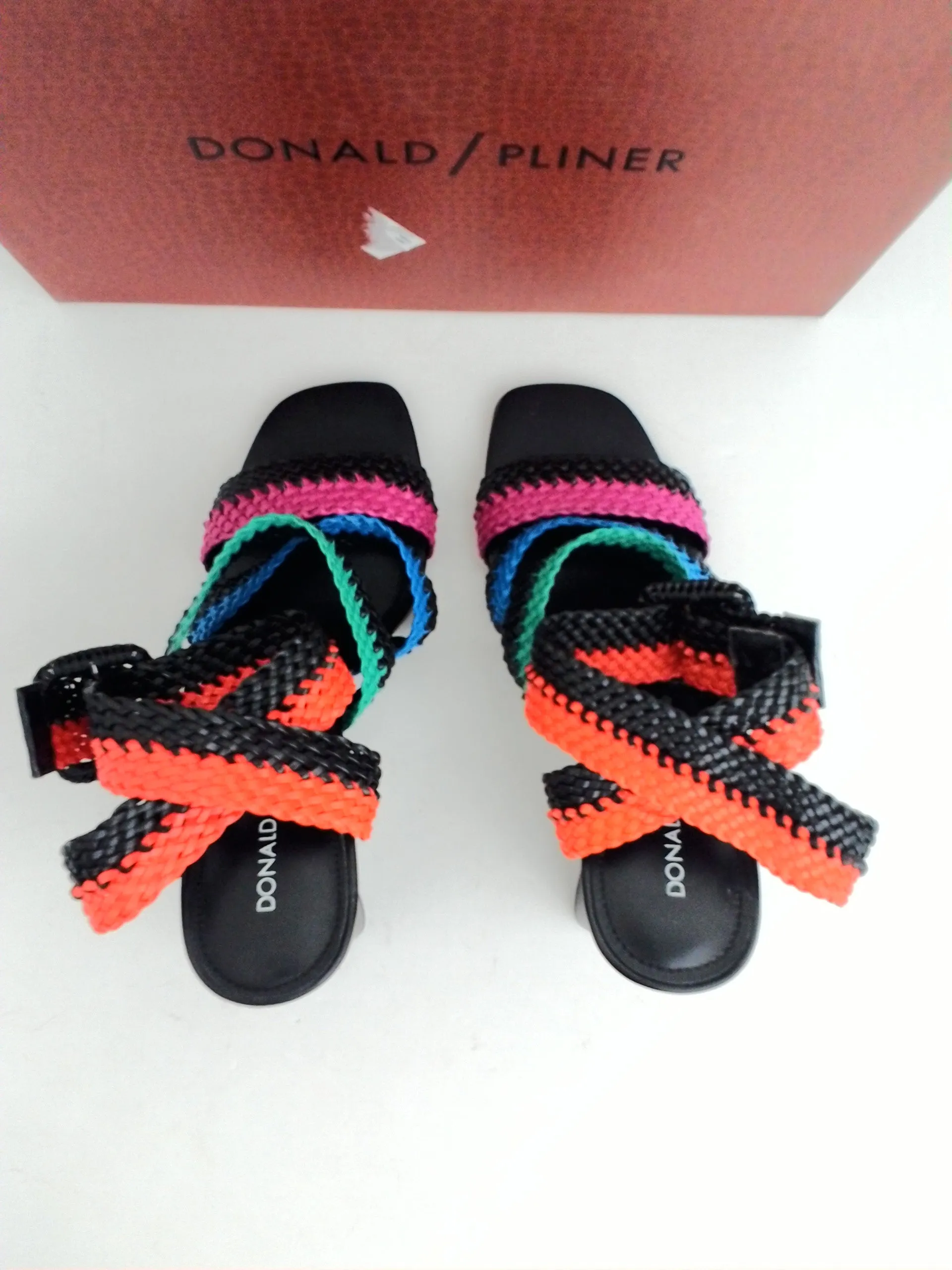 Donald Pliner Women's Rinata Black/Pink/Orange/Blue/Green Heeled Sandal Size 6 M