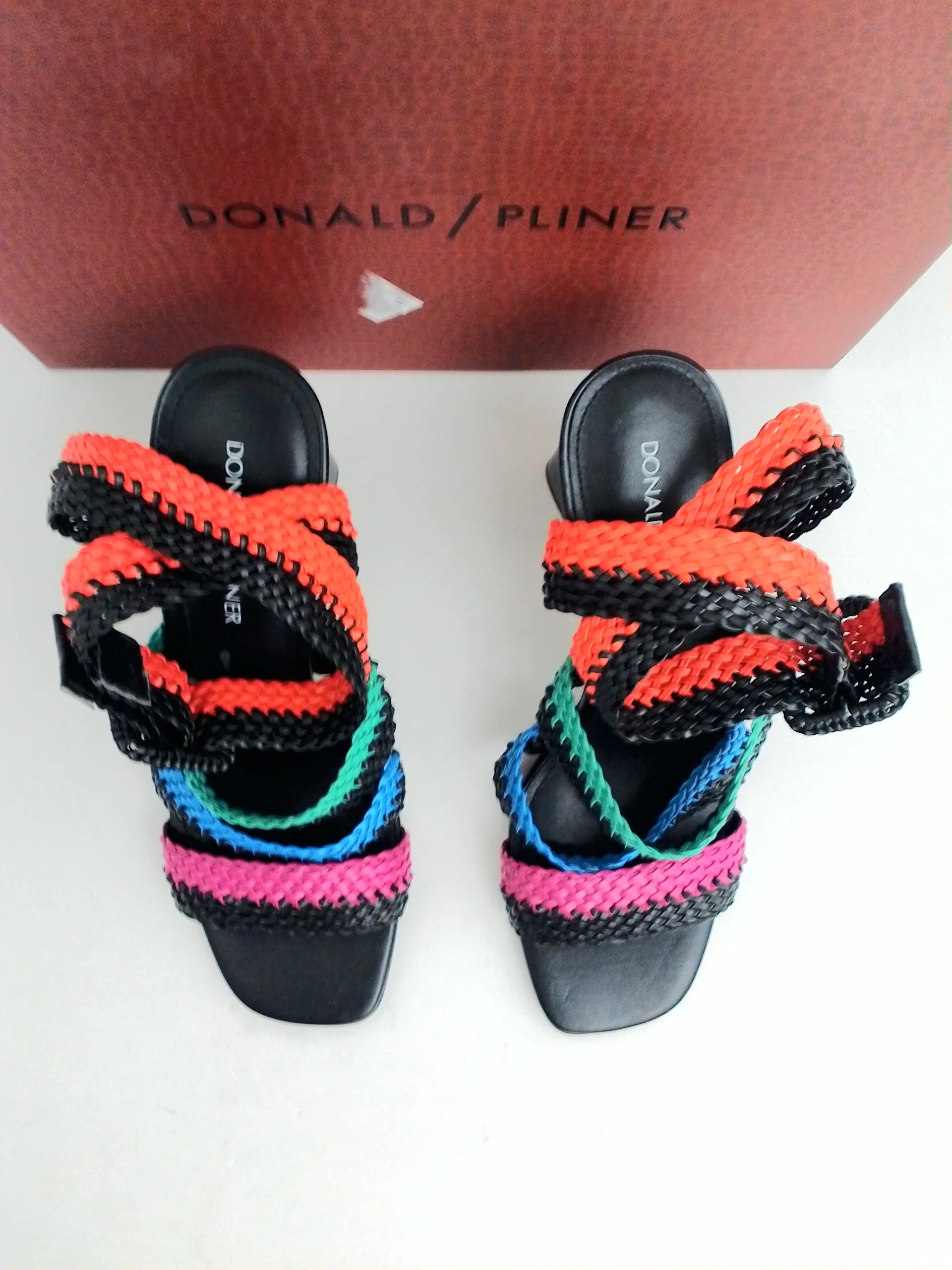 Donald Pliner Women's Rinata Black/Pink/Orange/Blue/Green Heeled Sandal Size 6 M