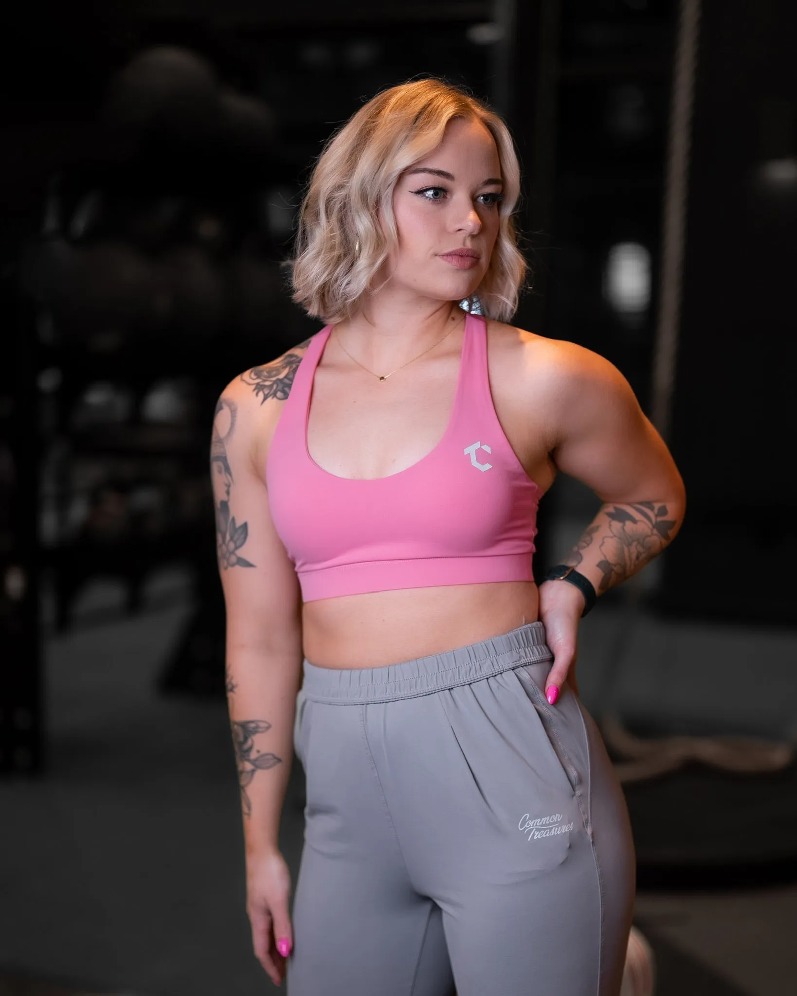 Double Strapped Back Sports Bra - Bubblegum