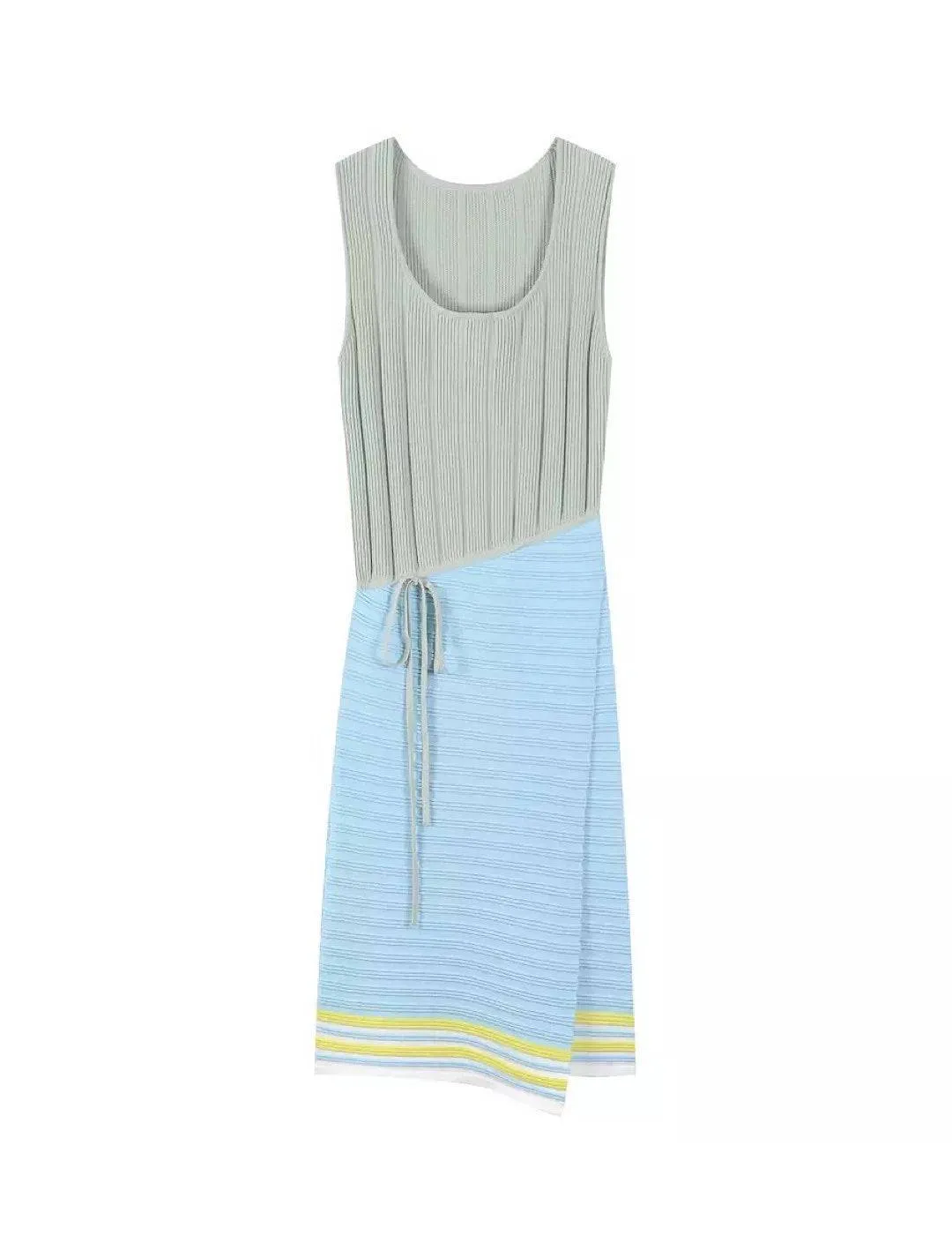 Drawstring Waisted Sleeveless Knit Dress