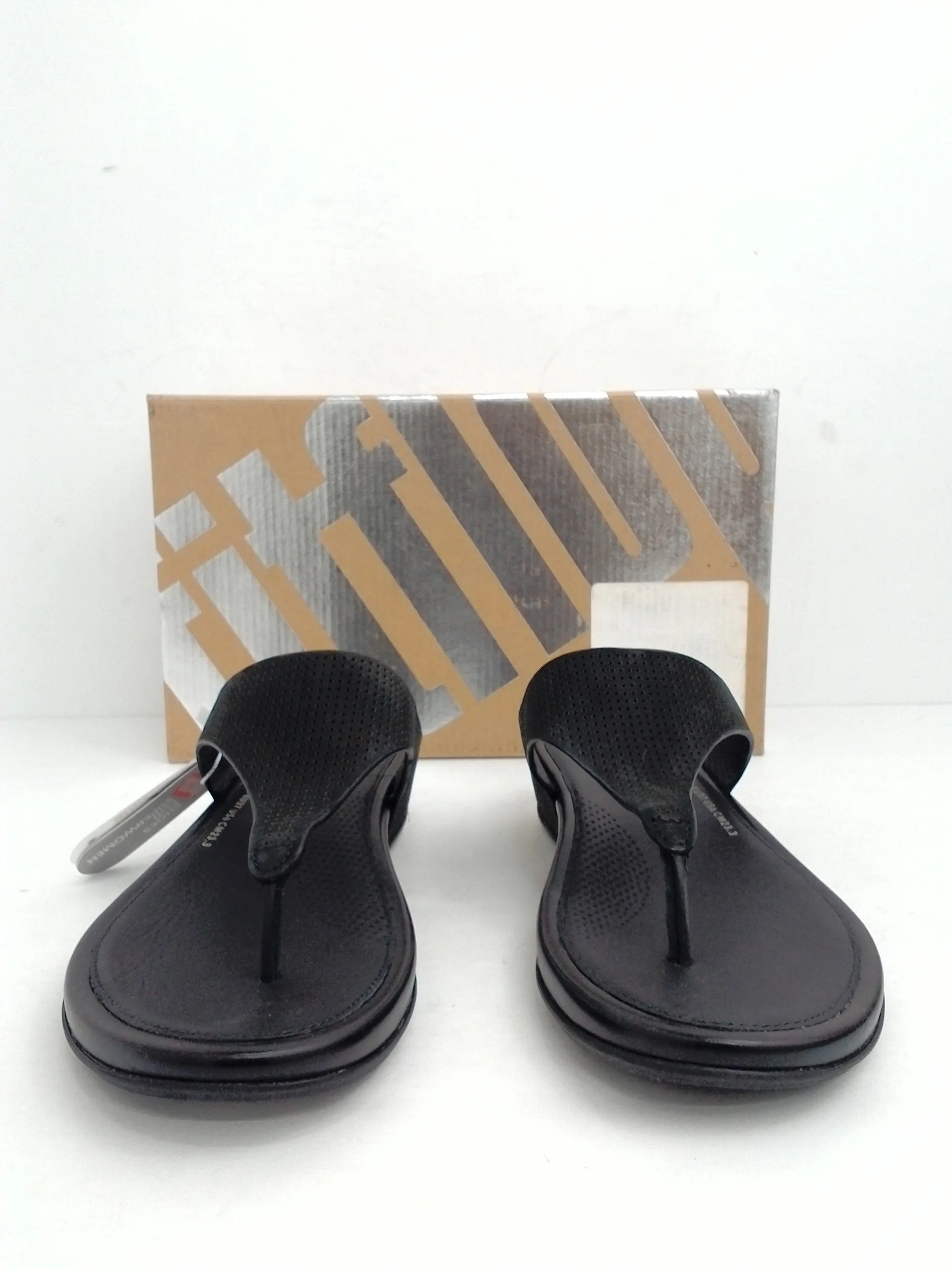 Fitflop Women's Banda (Perf) Black Leather Sandal Size 6