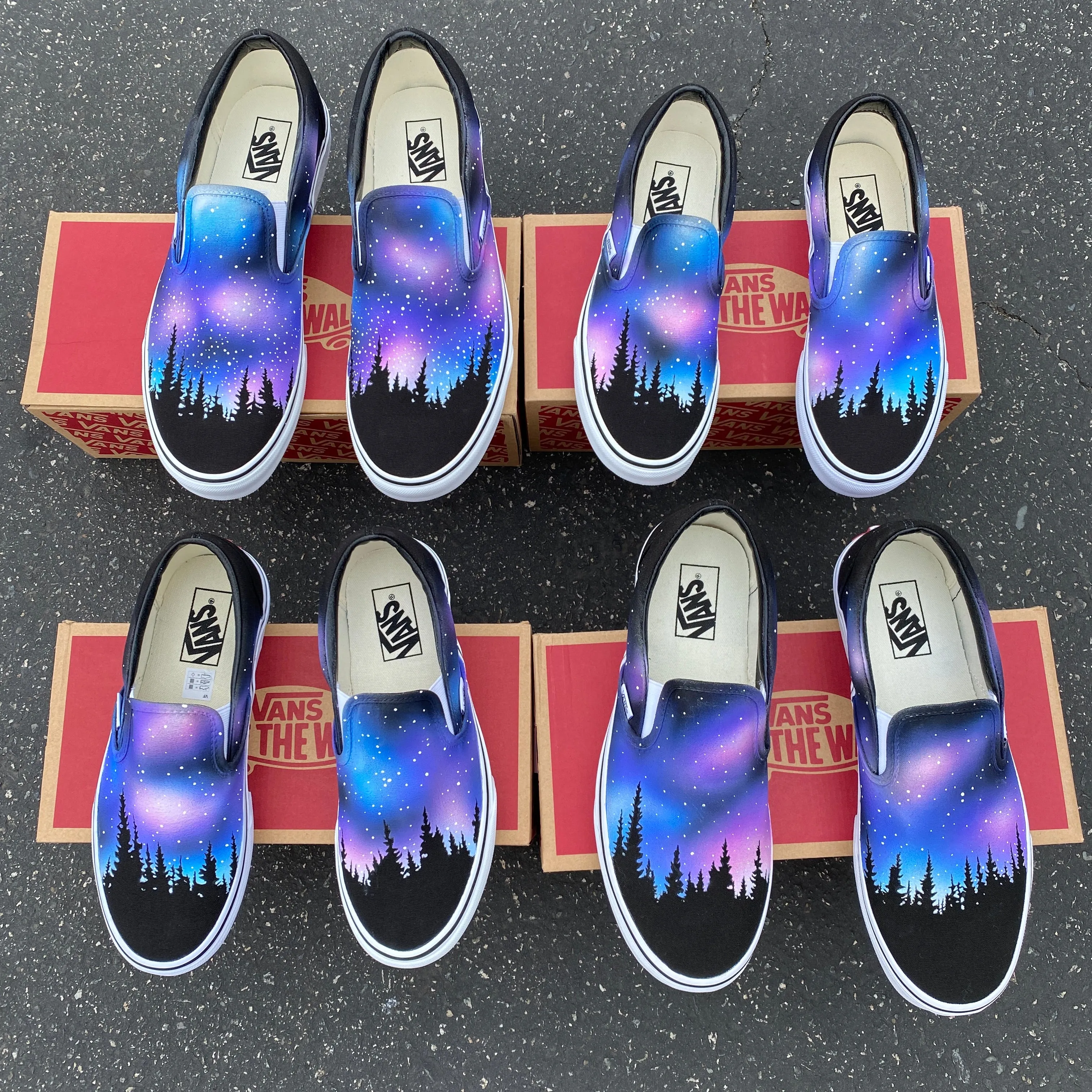 Galaxy Forest Black Slip Ons