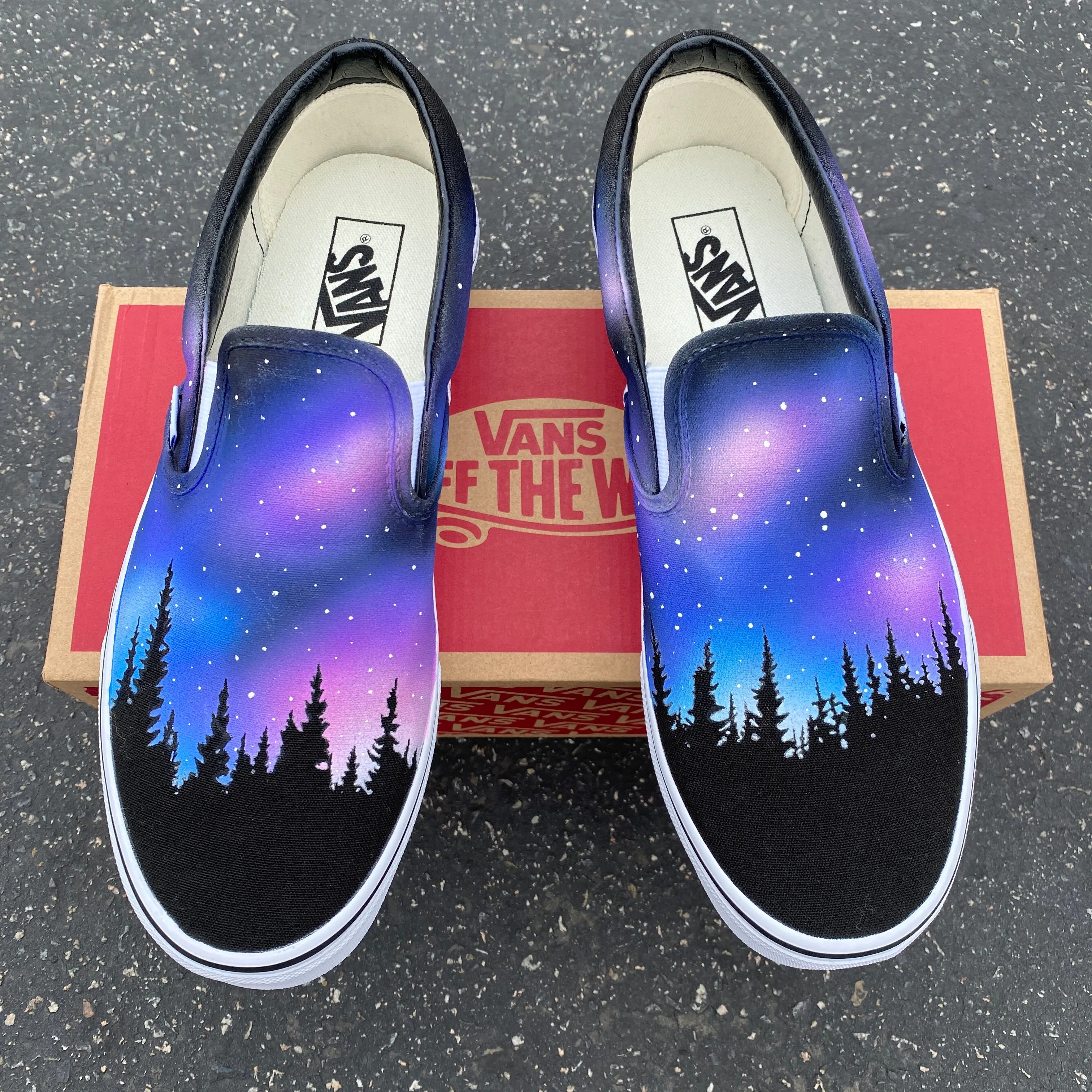 Galaxy Forest Black Slip Ons