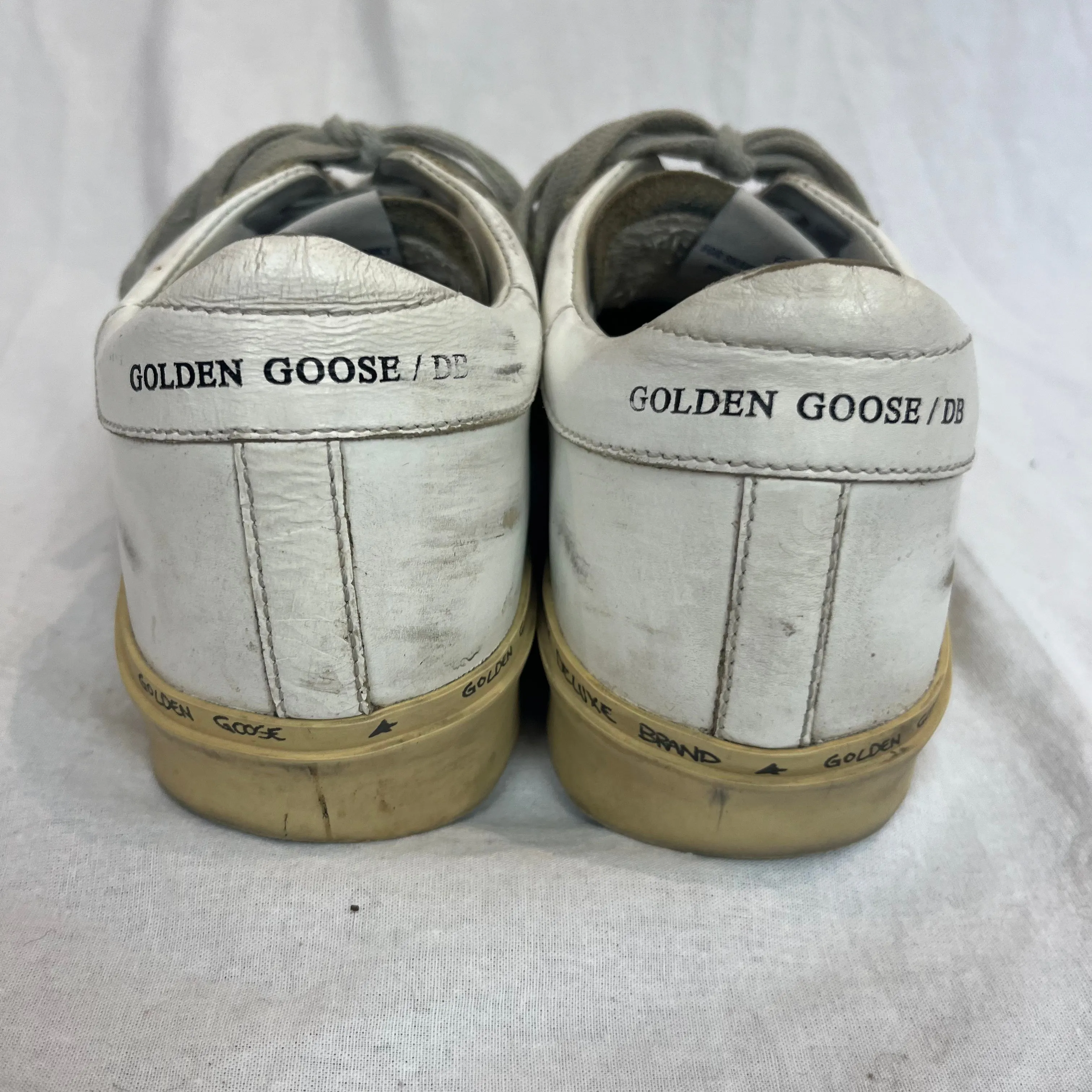 Golden Goose Deluxe White & Gold Hi Star Trainers 38