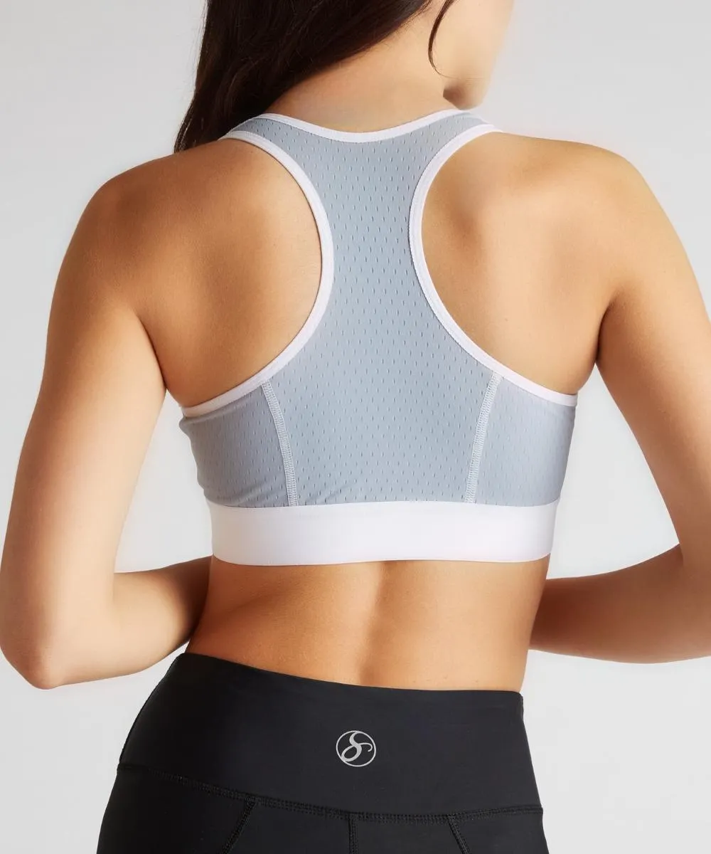 Gray Chrome Racerback Sports Bra