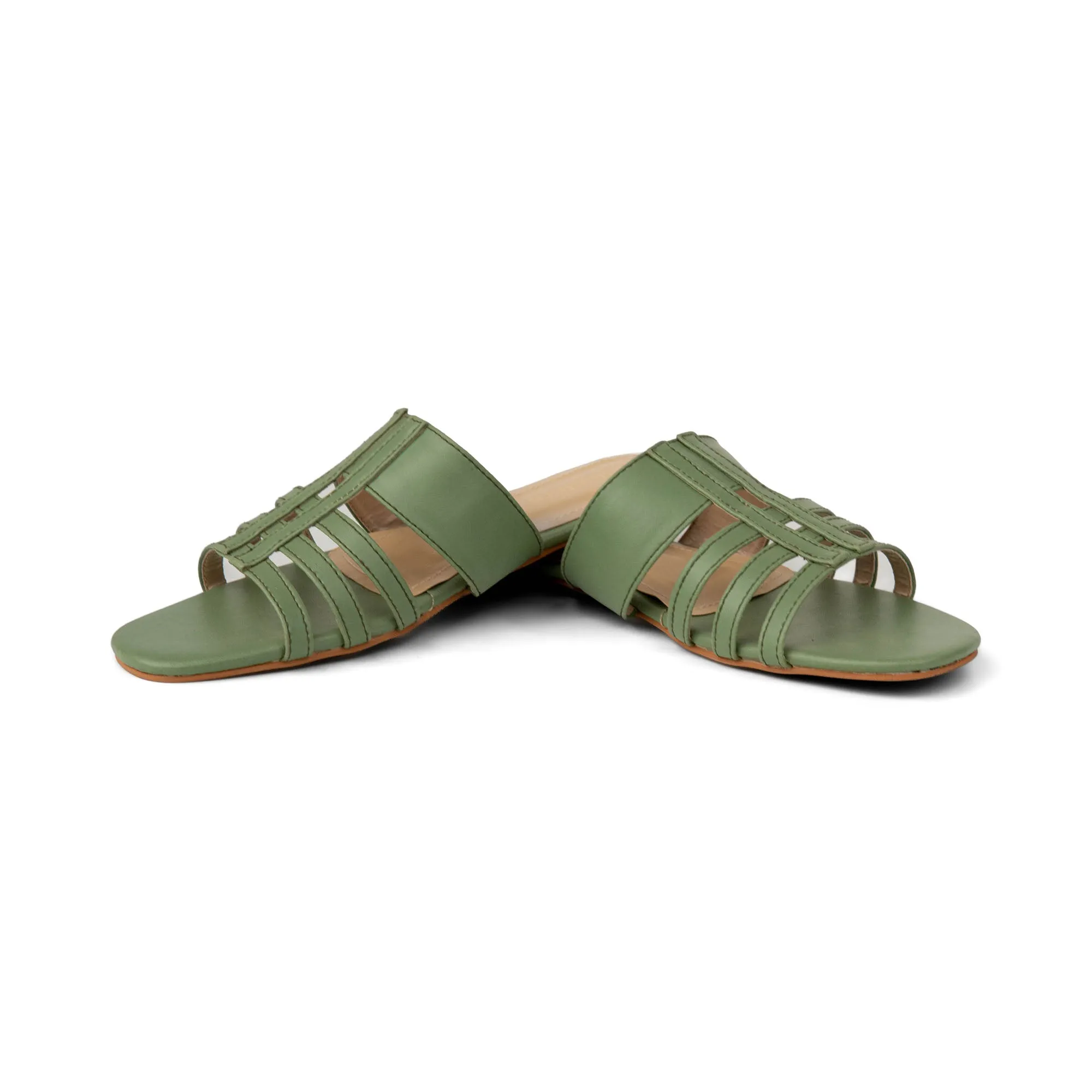 Green Multi Stripes Slides