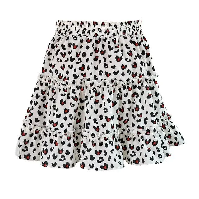 High Waist A Line Bohemian Floral Elastic Short Skirt