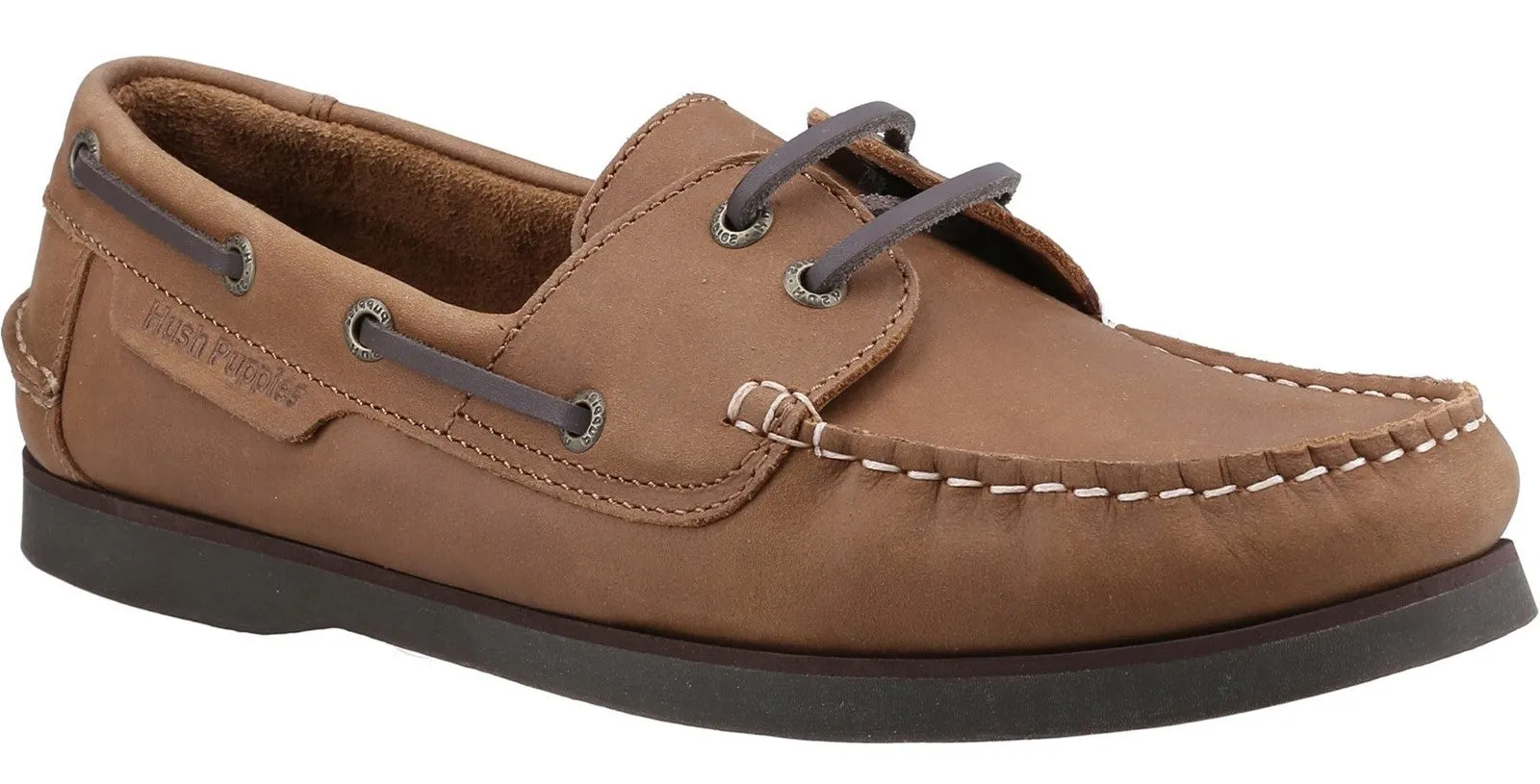 Hush Puppies Henry Mens Leather Lace Up Boat Shoe