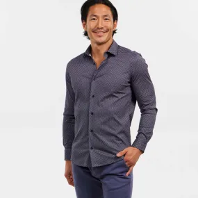 Navy Print Mélange Performance Stretch Shirt