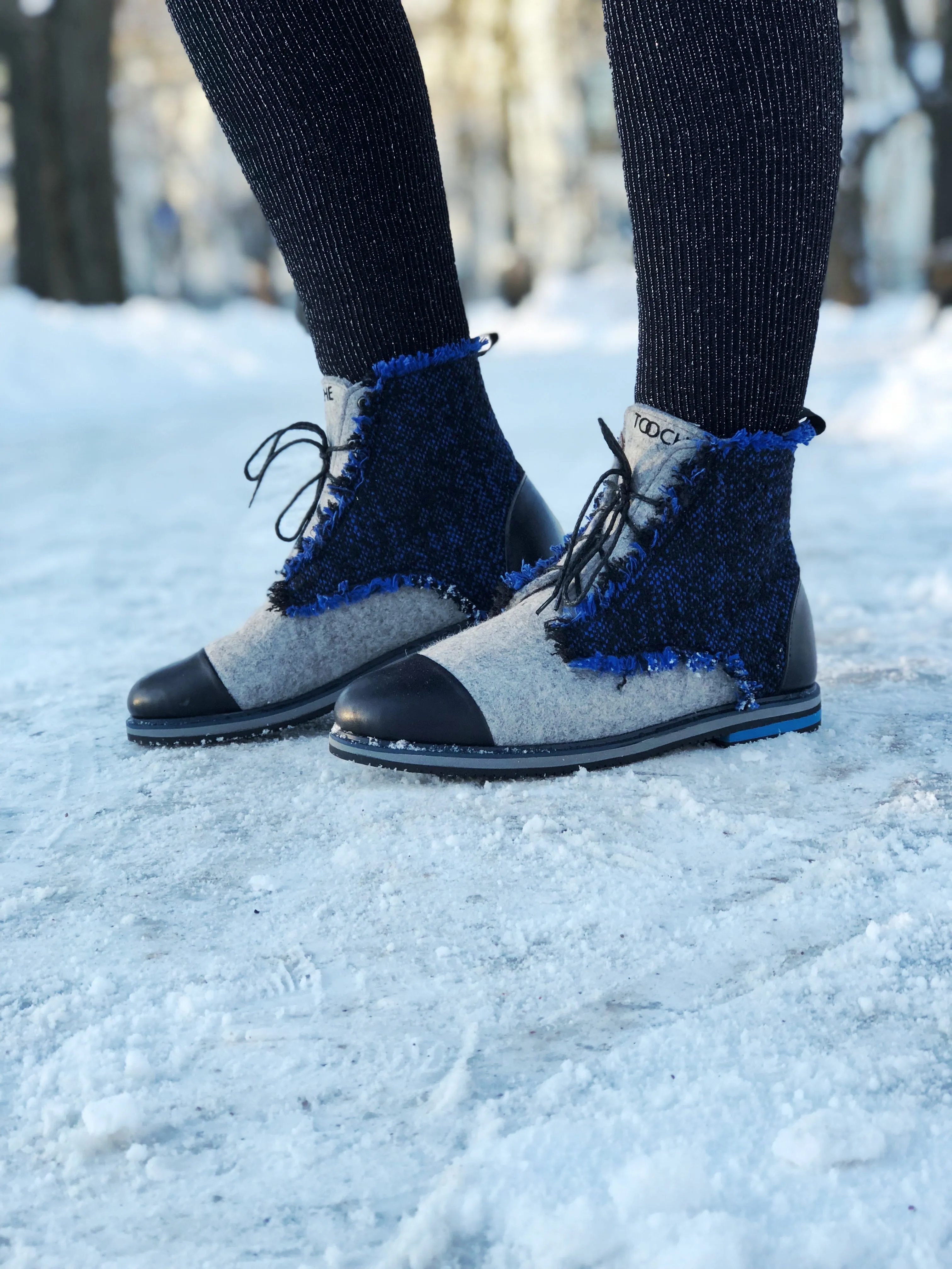 NAVY TWEED shoes