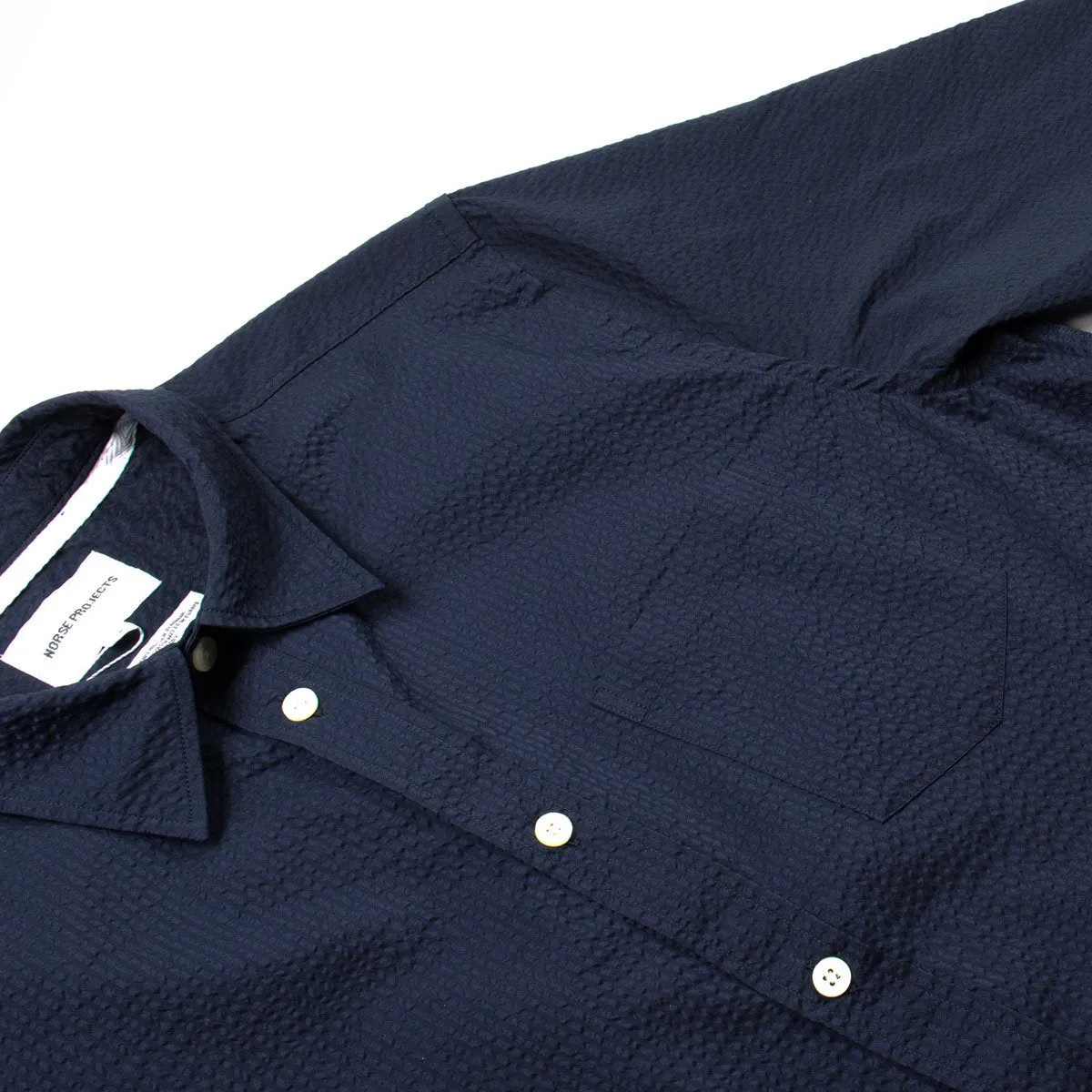 Norse Projects - Osvald Seersucker Shirt - Dark Navy