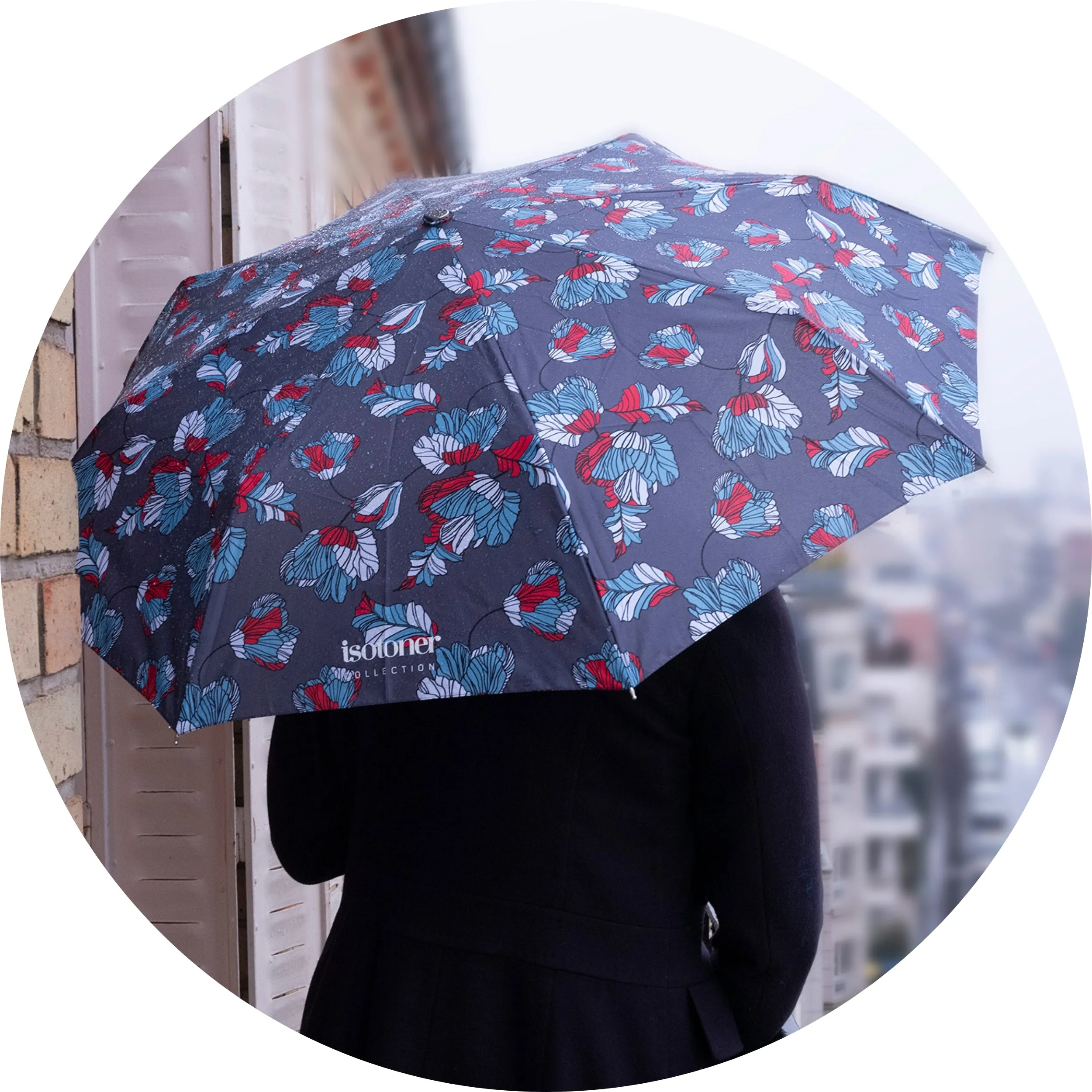 Parapluie Canne Auto Fleurs Japonaises