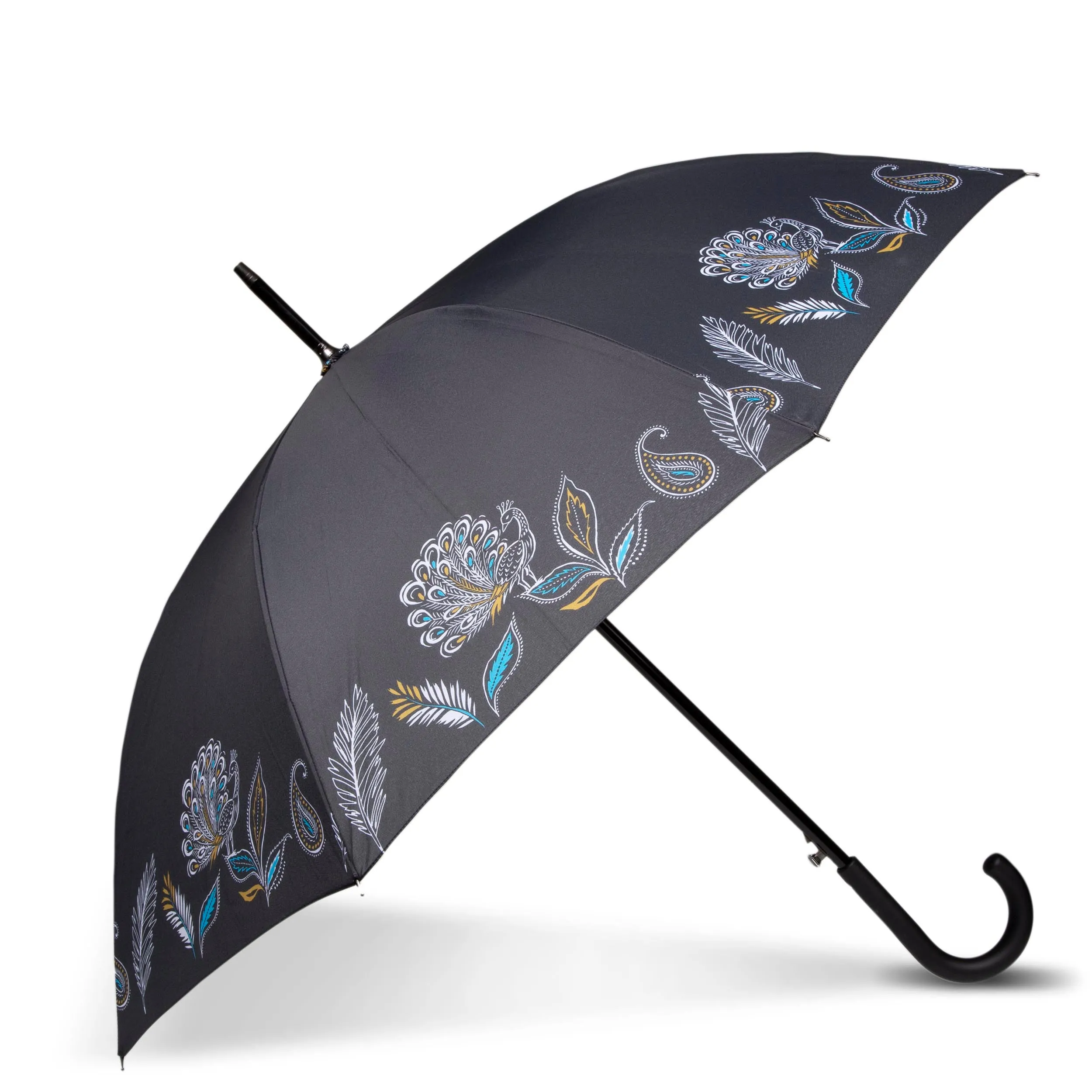 Parapluie Canne Auto Paon frise