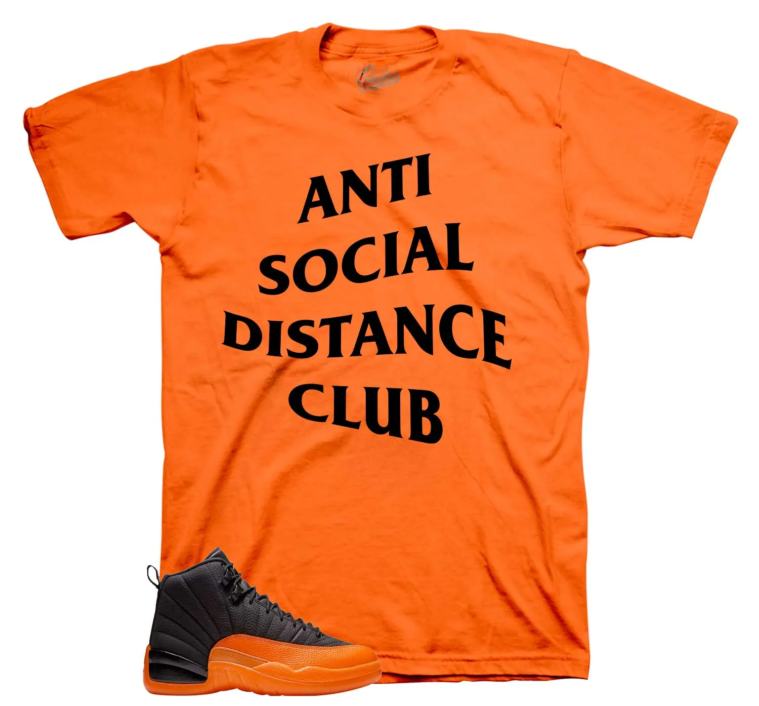 Retro 12 Brilliant Orange Shirt - Social Distance - Orange