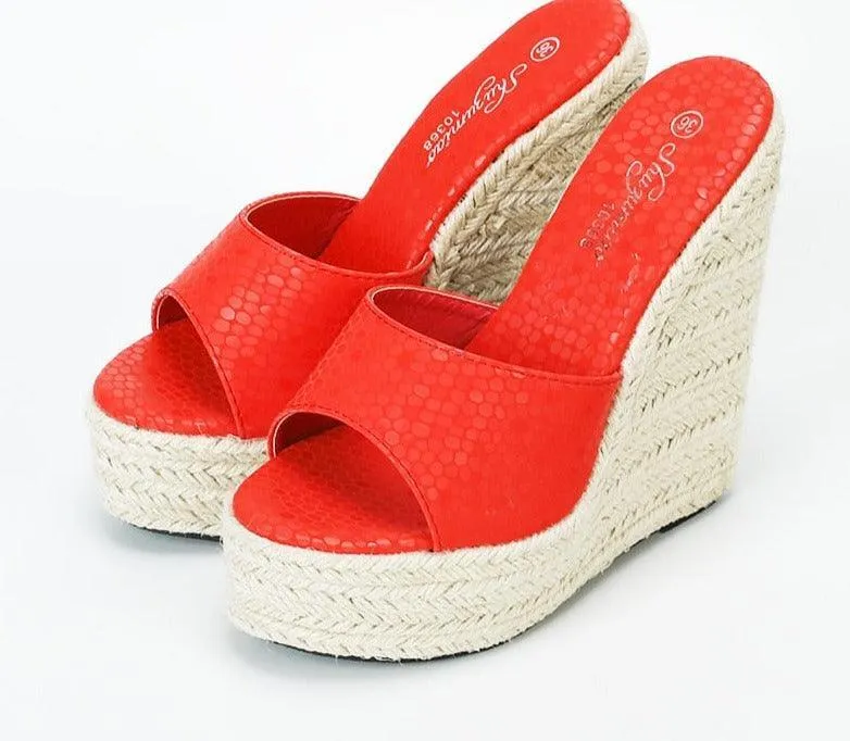 Slip-on High Heels Wedge Sandals