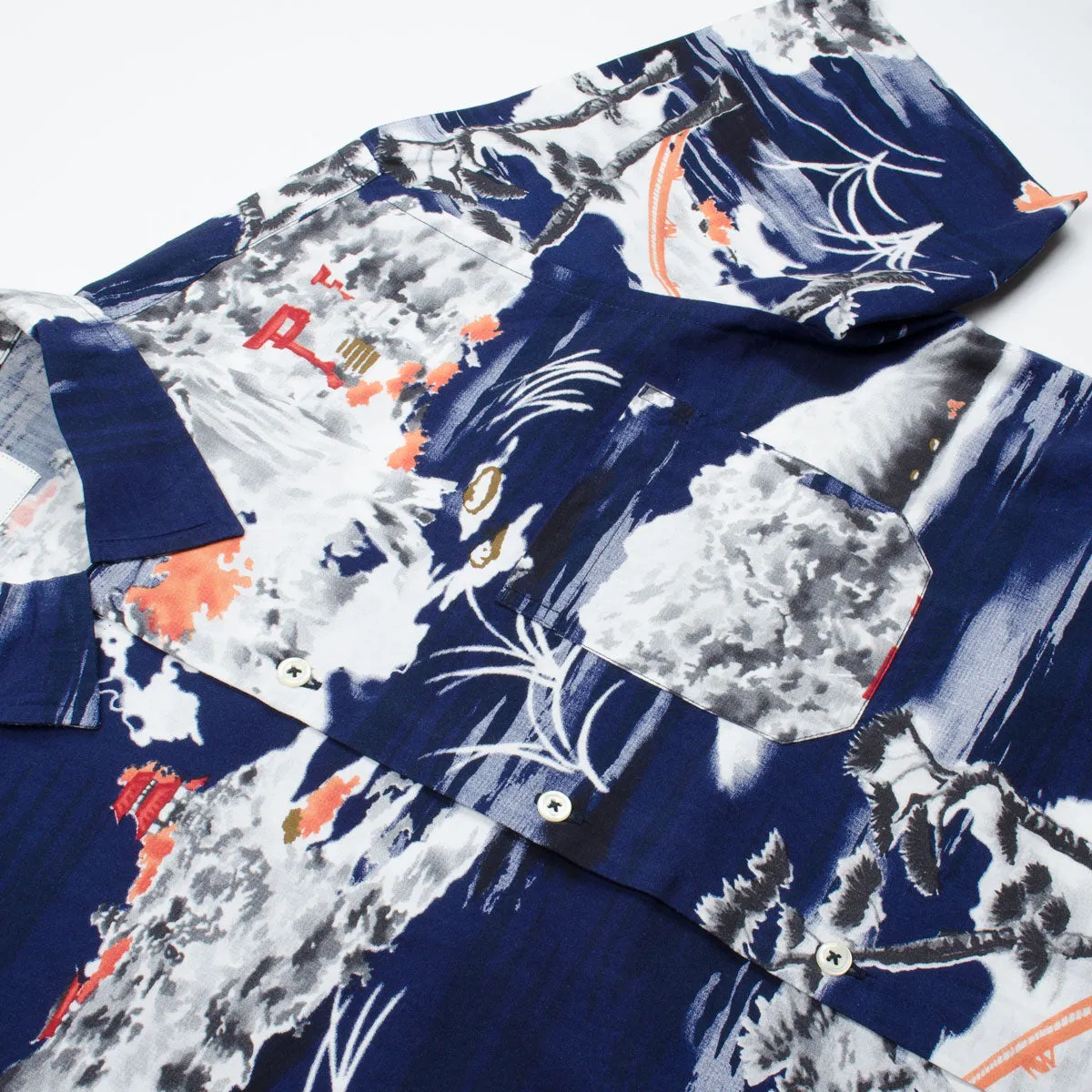 Universal Works - Road Shirt Fuji Summer Print - Navy