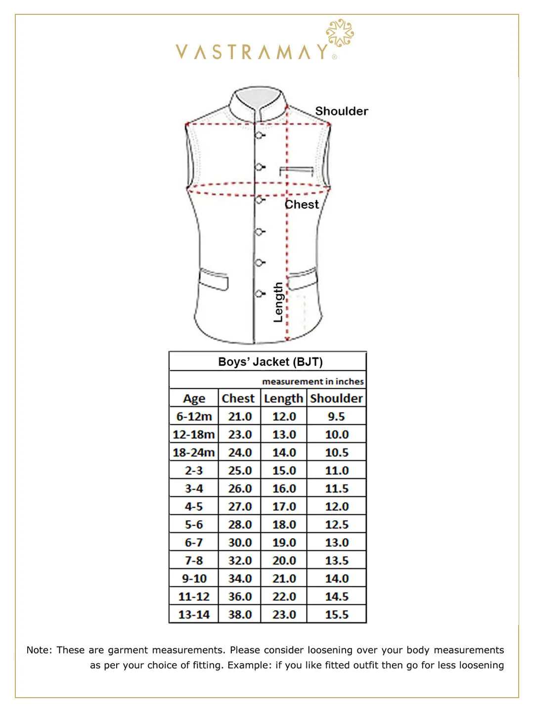 VASTRAMAY Boy's Digital Foil Printed Cream Nehru Jacket