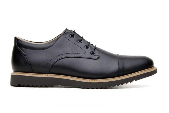 Stylish Black Cap Toe Derby Shoes for Men by Ahimsa - Victor Collection