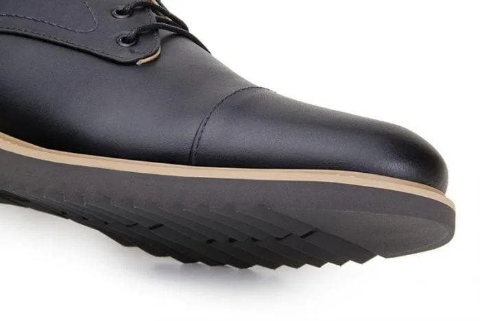 Stylish Black Cap Toe Derby Shoes for Men by Ahimsa - Victor Collection