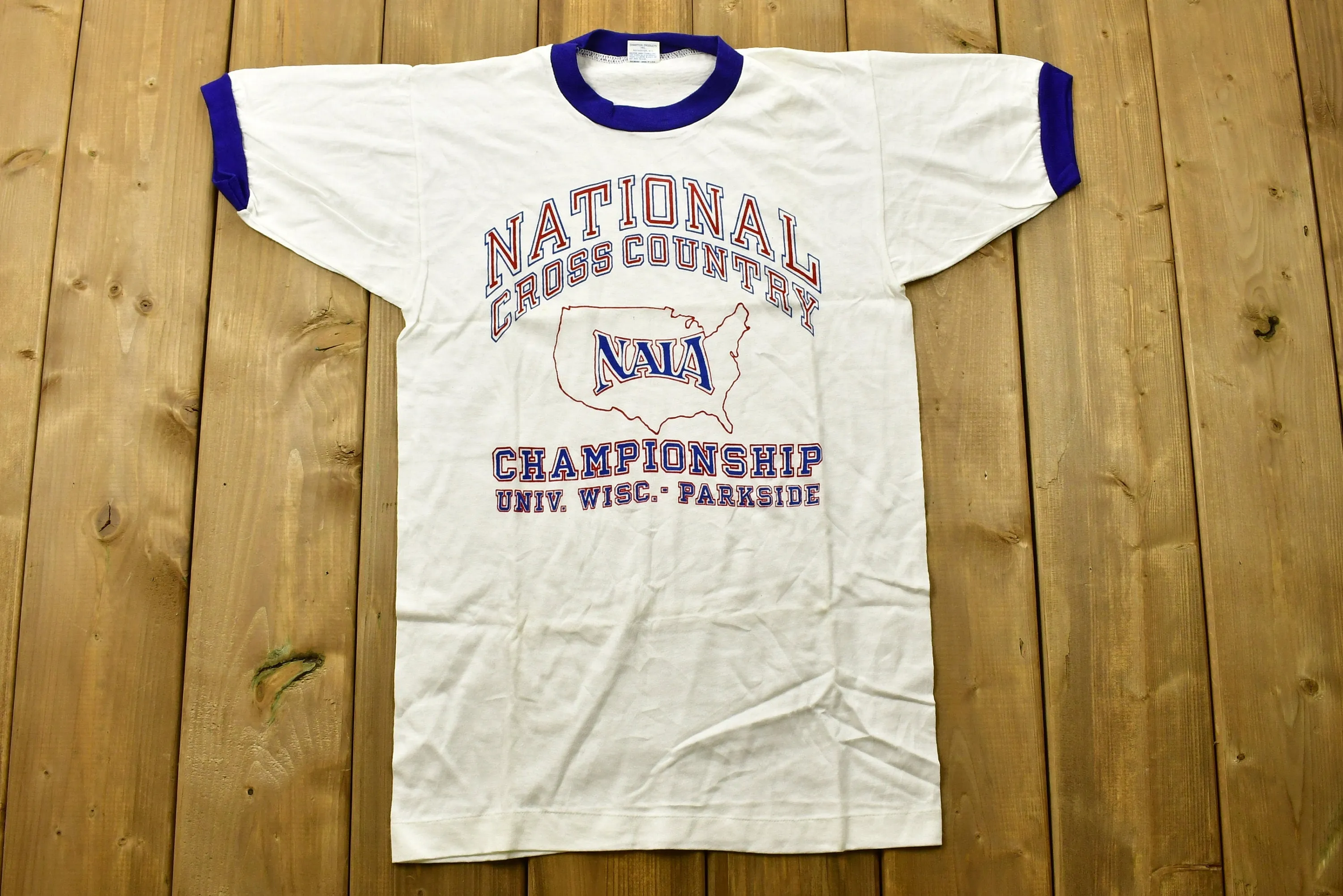 Vintage 1980s Champion University of Wisconsin Ringer T-Shirt / NCAA Tee / Made In USA / Sportswear / Vintage Champion