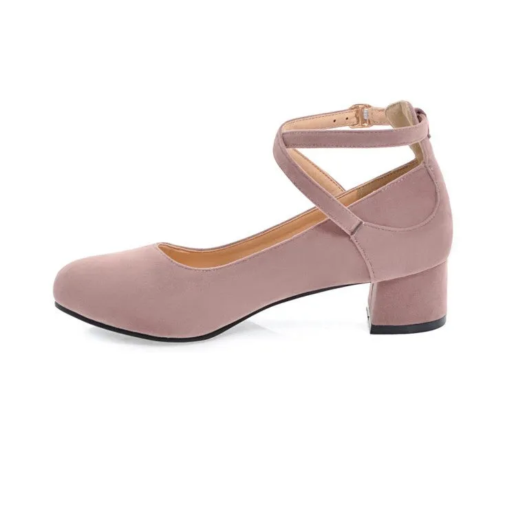 Women's Buckle Pumps Chunky Heels Shoes