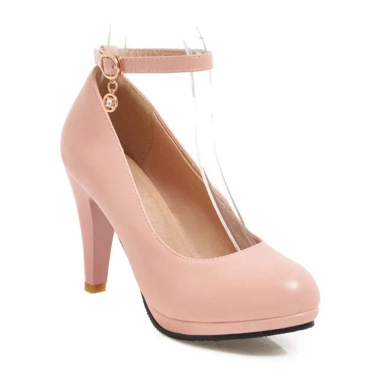 Women's Pointed Toe Ankle Strap Pumps High Heels Shoes