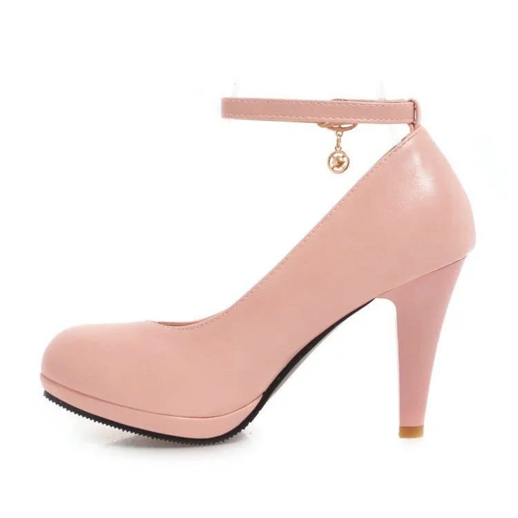 Women's Pointed Toe Ankle Strap Pumps High Heels Shoes