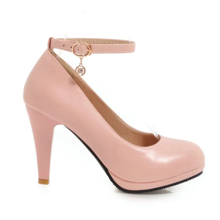 Women's Pointed Toe Ankle Strap Pumps High Heels Shoes