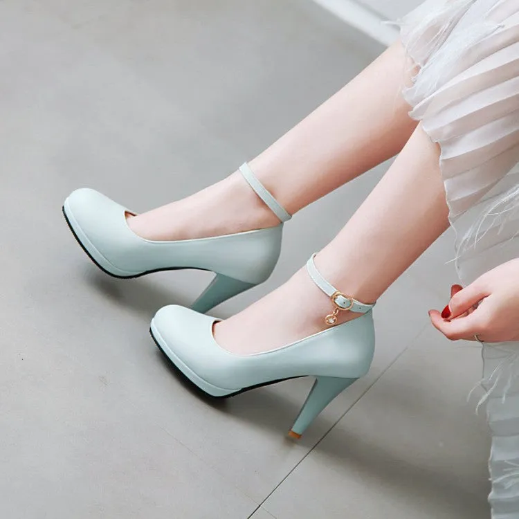 Women's Pointed Toe Ankle Strap Pumps High Heels Shoes